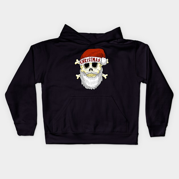 metal santa skull, christmas. Kids Hoodie by JJadx